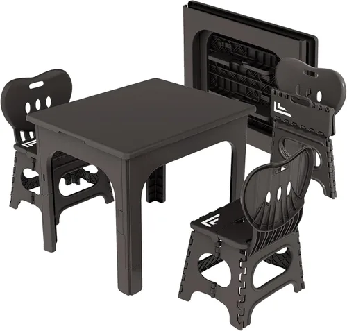 Miniatura 11 de UNICOO Juego de mesa y silla plegable, mesa de actividades portátil de altura ajustable con 2 sillas plegables, para interiores y exteriores