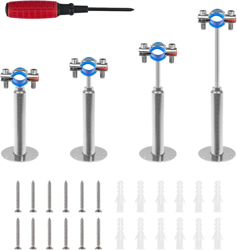 Miniatura 10 de 2 unidades de soportes de tubo para montaje en pared y en techo, de acero inoxidable 304, adecuados para tubos con diámetro exterior de 1-1/2