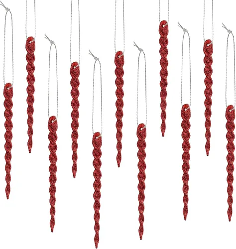 Miniatura 39 de 30 piezas de carámbanos de plástico trenzados para árbol de Navidad; adornos colgantes para árbol de Navidad, fiesta de Navidad, boda, fiesta