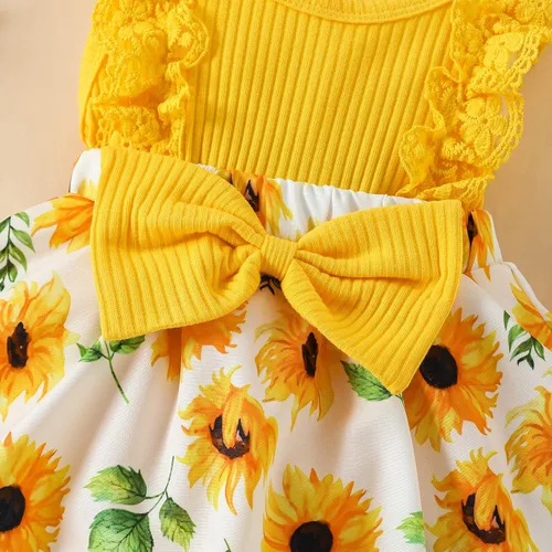 Miniatura 6 de Mubineo Ropa de verano para bebé niña, sin mangas, encaje floral, vestido de mameluco para recién nacido