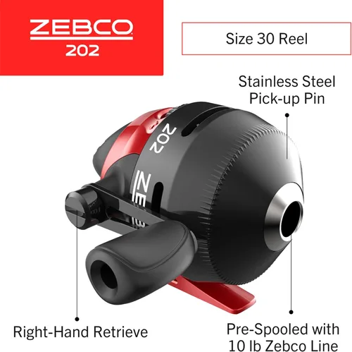 Miniatura 3 de Zebco Zebco 202 Spincast Reel and Fishing Rod Combo, Pre-Spooled with 10-Pound Cajun Line, Includes Tackle Kit Negro/Rojo