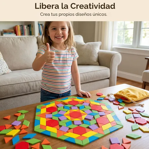 Miniatura 6 de LovesTown 209 piezas de bloques de madera con formas para niños, geométricos con tarjetas de actividades y bolsa de almacenamiento, rompecabezas