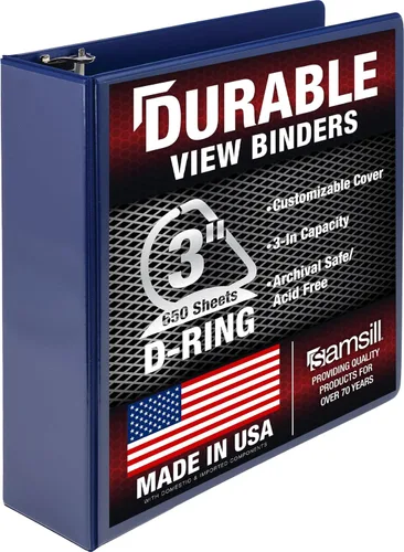 Miniatura 110 de Samsill Carpeta duradera de 1.5 pulgadas, fabricada en los Estados Unidos, carpeta de anillos en D, carpeta transparente personalizable, color rojo