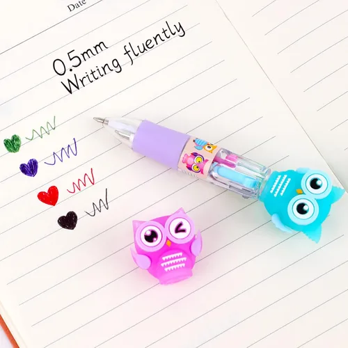 Miniatura 5 de 12 bolígrafos pequeños y bonitos en uno, bolígrafos de gel retráctiles 4 en 1, divertidos bolígrafos de dibujos animados para niños, mujeres