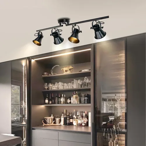 Miniatura 3 de Iluminación de riel, 37 pulgadas, accesorios de iluminación de pista rústica para techo, 4 luces, luz grande de pista de granja para cocina, bar