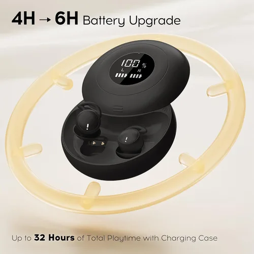 Miniatura 6 de Auriculares para dormir Bluetooth 6.0, mini auriculares invisibles de silicona para dormir de lado, auriculares con bloqueo de ruido, auriculares