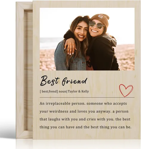 Regalos de cumpleaños de mejor amiga para mujeres, regalos personalizados para mejor amiga hermana, impresiones de madera personalizadas con fotos,