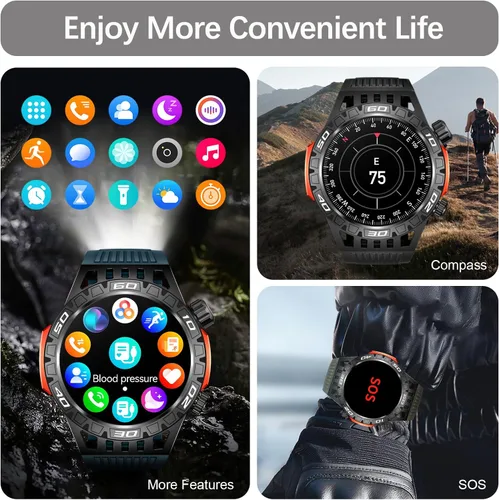Miniatura 5 de Military Smart Watch for Men 1.46" Outdoor Tactical Sports Smartwatch with Answer/Make Call,Fitness Watch,Blood Oxygen,Heart Rate and Sleep Monitor