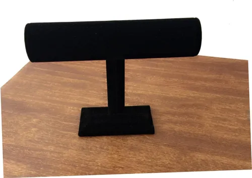 Miniatura 5 de ARTIBETTER Torre de exhibición para soporte de barra en T de estante negro, soportes para joyería de nivel simple, organizador desmontable negro
