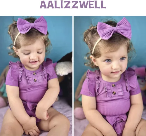 Miniatura 16 de Aalizzwell Body de manga corta para bebé niña con pantalones cortos acanalados