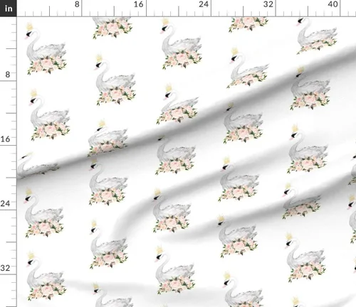 Miniatura 3 de Spoonflower Tela: rosas de cisne, flores florales blancas, rosa y negro, estampado de boda en tela de algodón distintiva por The Yard - Coser