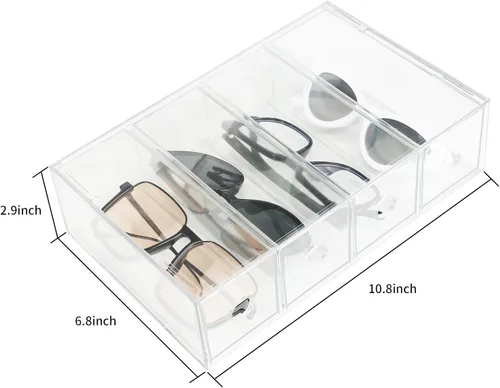 Miniatura 2 de Paquete de 3 cajones de almacenamiento de acrílico apilables, organizador de escritorio, cajas de almacenamiento de cosméticos transparentes, diseño
