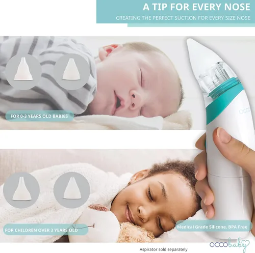 Miniatura 5 de OCCObaby Kit de accesorios de aspirador nasal de batería - Kit de repuesto de chupón de nariz OCCObaby