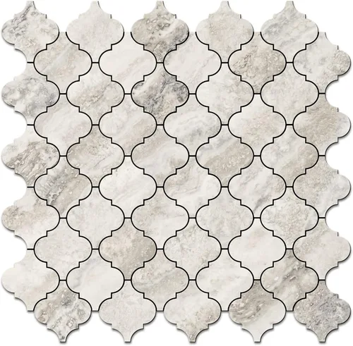 Miniatura 9 de STICKGOO Azulejo árabesco para salpicaduras de pelar y pegar, para salpicaduras de cocina y baño, grano de madera dorada con aspecto de mármol, PVC