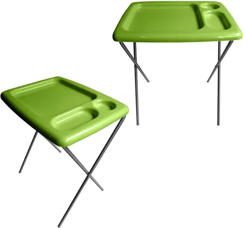 Miniatura 8 de Bandeja/mesa plegable de TV (juego de 2), color negro, 17 x 22 x 26 pulgadas, bandejas portátiles para interiores y exteriores con espacio