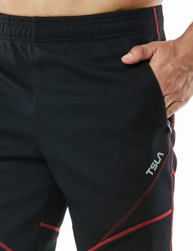 Miniatura 6 de TSLA - Pantalones deportivos de ciclismo antiviento y térmicos para hombre, forrados de vellón, para exteriores, para el invierno y clima frío