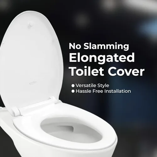 Miniatura 2 de GenieBidet Asiento de inodoro alargado de cierre suave, asiento de inodoro silencioso y tapas de inodoro, herramientas de montaje alargadas