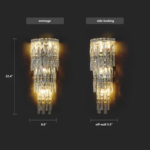 Miniatura 4 de Apliques de pared, modernos apliques de pared de cristal para interiores, lámpara de pared cromada de lujo, lámpara de pared K9 con gotas de cristal