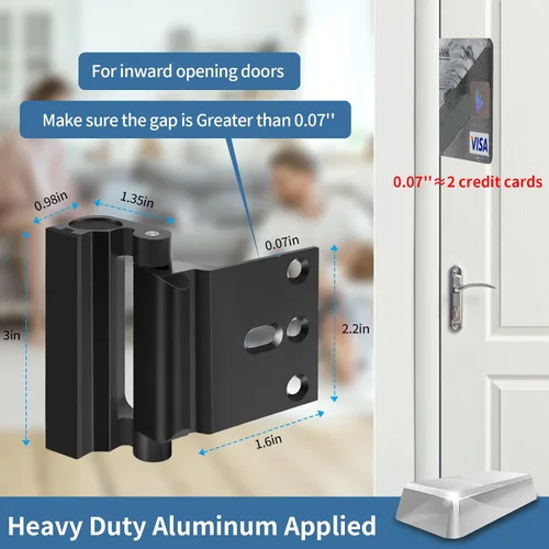 Miniatura 6 de Cerradura de refuerzo de puerta de seguridad para el hogar, pestillo de seguridad adicional para puertas delanteras, dispositivos de seguridad