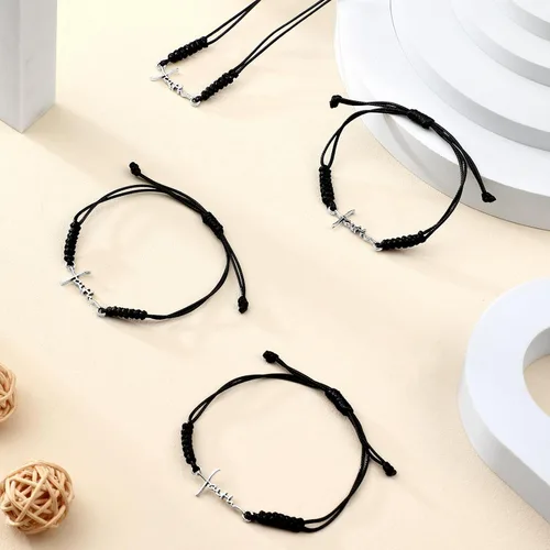 Miniatura 3 de Rtteri 20 Piezas Pulseras de Cruz de Fe Inspiracionales Regalos de Joyería de Cumpleaños a Granel de Acero Inoxidable Dije de Esperanza Pulsera
