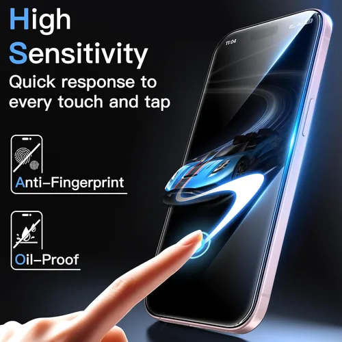 Miniatura 6 de JETech 9H+ - Protector de pantalla inastillable para iPhone 15 de 6.1 pulgadas, película de vidrio templado de grado militar con herramienta