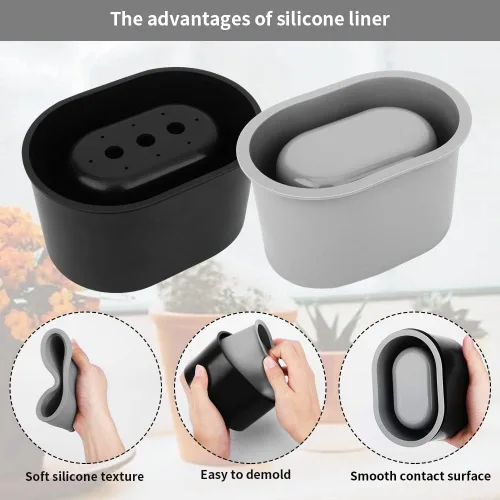Miniatura 4 de Molde de silicona para macetas, contenedor reutilizable de yeso de arcilla de hormigón de forma ovalada para macetas caseras para suculentas, molde