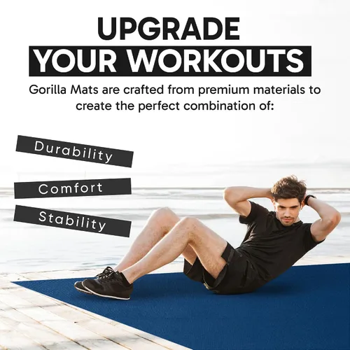 Miniatura 8 de Gorilla Mats Alfombrilla de ejercicio grande de alta calidad, de 6 x 4 x 1/4 pulgadas, ultra duradera, antideslizante, tapete de entrenamiento