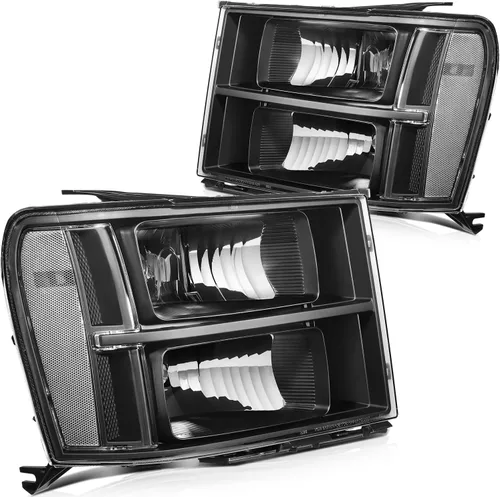 Miniatura 22 de Conjunto de faros delanteros para Chevy Avalanche 1500 2003-2006 para Avalanche 2500 03-06 para 1500 Classic 2007 carcasa negra reflector ámbar