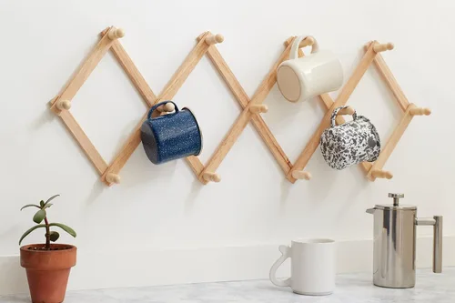Miniatura 2 de Fox Run Estante de pared extensible de madera de haya para tazas de café