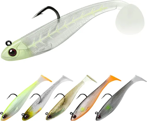 Miniatura 14 de TRUSCEND Shadtale Easy Catch Soft Fishing Lures with BKK Hooks - Trembly Sinking and Vibrating Swim for More Bites, Pre-Rigged Swimbaits for Bass