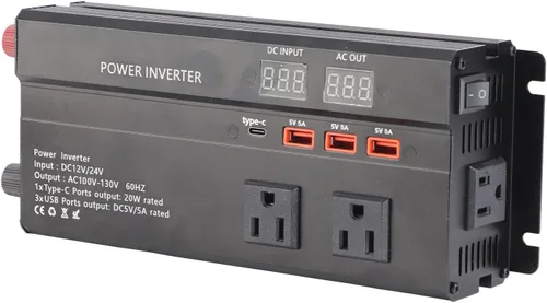 Miniatura 5 de para inversor 12v a 110v Gorgeri Metal 6000W DC 12V a AC 110V convertidor de coche USB adaptador de coche con pantalla LCD