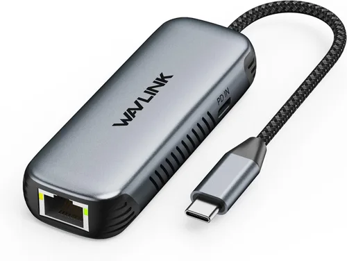 WAVLINK Adaptador USB C a Ethernet de 5Gbps, convertidor de red USB-C a RJ45 de 5000Mbps con puerto de carga de 95W, carcasa de aluminio para
