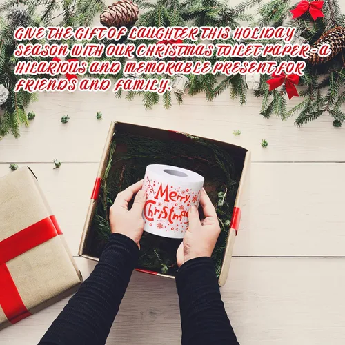 Miniatura 6 de Patelai 8 piezas de papel higiénico de Navidad a granel, rollo de papel higiénico de colores navideños, papel divertido para regalo, suministros