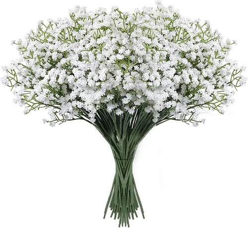 Miniatura 9 de LYLYFAN Flores artificiales de aliento de bebé, 12 unidades, flores de gypsophila de tacto real para boda, fiesta, hogar, jardín, decoración azul