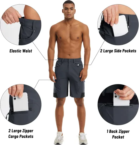 Miniatura 4 de MAGNIVIT Pantalones cortos de senderismo para hombre, de secado rápido, pantalones cortos de carga tácticos, repelentes al agua, pantalones cortos