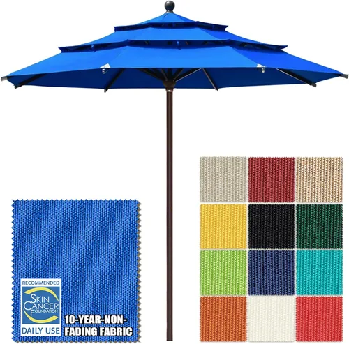 Miniatura 8 de EliteShade USA Sombrilla de Mercado de 10 Años Sin Decoloración de 9 Pies 3 Niveles Sombrilla de Patio Sombrilla de Mesa para Exteriores con Beige