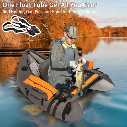 Miniatura 3 de Tubo de flotador de pesca con correas ajustables para mochila, bolsillos de almacenamiento, regla de pescado, barco de pesca con mosca con bomba