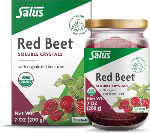 Salus Red Beet Crystals – Mezcla de polvo de raíz de remolacha nutricional orgánica – Suplemento en polvo superalimento con vitamina C, folato,