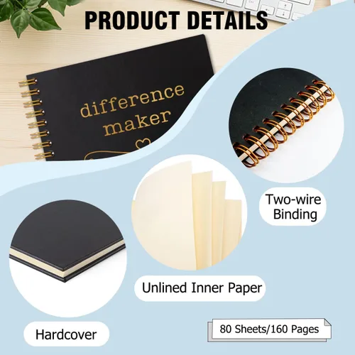Miniatura 3 de Difference Maker - Cuadernos de tapa dura de 160 páginas en blanco con espiral, regalo de agradecimiento para empleados, regalo de agradecimiento