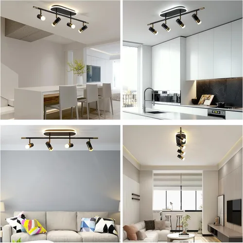 Miniatura 7 de Jaycomey Lámpara LED de 4 luces con control remoto, focos de luz de techo regulables de 41 W, ajustable de 3000 K-6500 K, moderna lámpara de techo