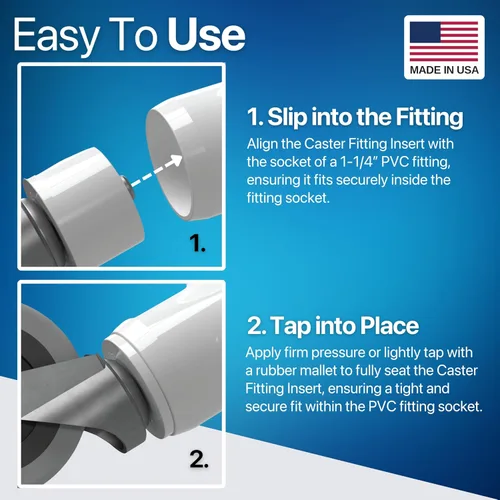 Miniatura 7 de FORMUFIT Adaptador de montaje de PVC con ruedas de 1-1/4 pulgadas, grado de muebles, blanco, fabricado en Estados Unidos, resistente a los rayos UV