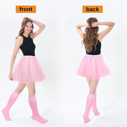 Miniatura 3 de Simplicity Conjunto de disfraz clásico de 4 capas de tul con falda tutú con calcetines de tubo para mujer