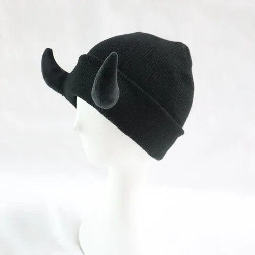 Miniatura 2 de Karwuiio Y2k - Gorro de punto suave para mujer, diseño de cuerno de diablo, estilo hip hop, cálido, para otoño e invierno
