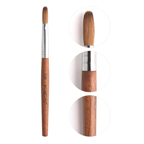 Miniatura 4 de Pincel profesional Kolinsky de pelo de marta para arte de uñas acrílicas, de madera roja (n.º 10)