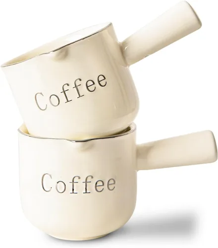 KEMORELA Tazas de café espresso de cerámica con boquillas y asas, marcas de 3 onzas y 3.0 fl oz, chupitos de espresso, cerámica duradera resistente