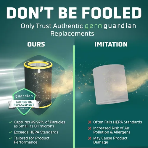 Miniatura 4 de GermGuardian AirSafe AP3250 - Purificador de aire inteligente XL para el hogar, filtro HEPA verdadero de 360°, WiFi y aplicación, monitor de calidad