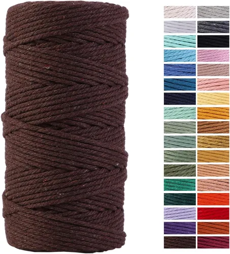 Miniatura 16 de Cuerda de Macramé Gris Claro 3mm x 109 Yardas, Cuerda de Algodón de Colores Cuerda para Manualidades Cuerda de Algodón Colorida para Colgar
