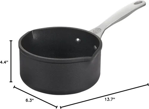 Miniatura 8 de Le Creuset Cacerola antiadherente endurecida Pro Open con boquillas de doble vertido, 1.7 cuartos de galón.