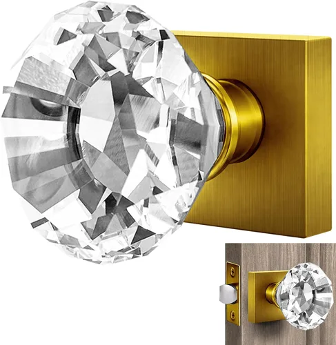 Miniatura 32 de Balin Designs - Perilla de puerta de cristal negro con cerradura, juego de perillas de puerta de vidrio para privacidad interior, manija decorativa