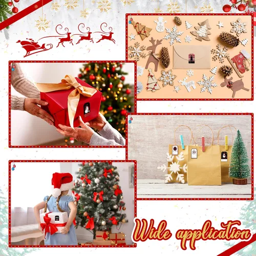 Miniatura 5 de 720 piezas de etiquetas autoadhesivas para regalos de Navidad, etiquetas de nombre kraft de Navidad, pegatinas navideñas de kraft natural, etiquetas